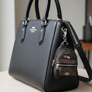 Coach Mini Backpack Rainbow Cherry Signature C Print Keychain F31895